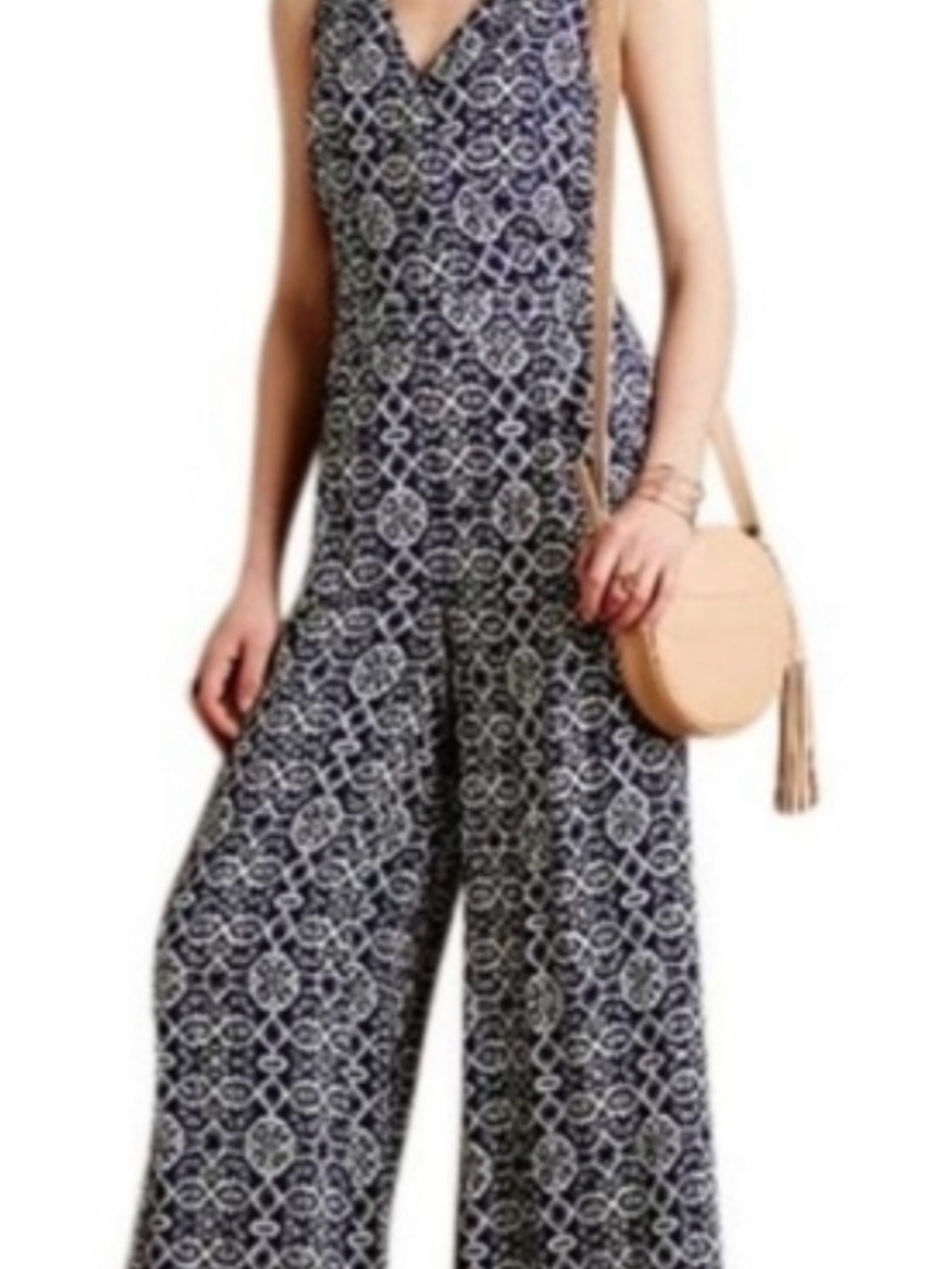 Elevenses Anthropologie jumpsuit flowing wide leg